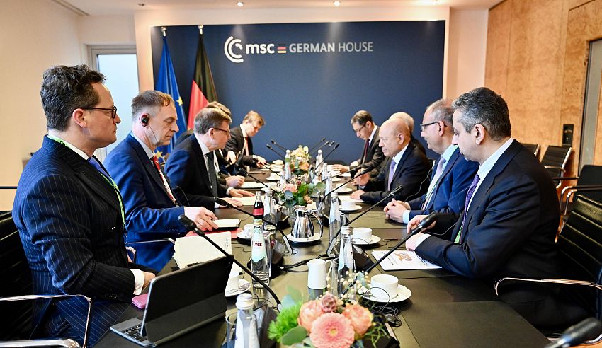  President Al-Alimi Discusses with German Foreign Minister Bilateral Relations and International Support for Government Reforms