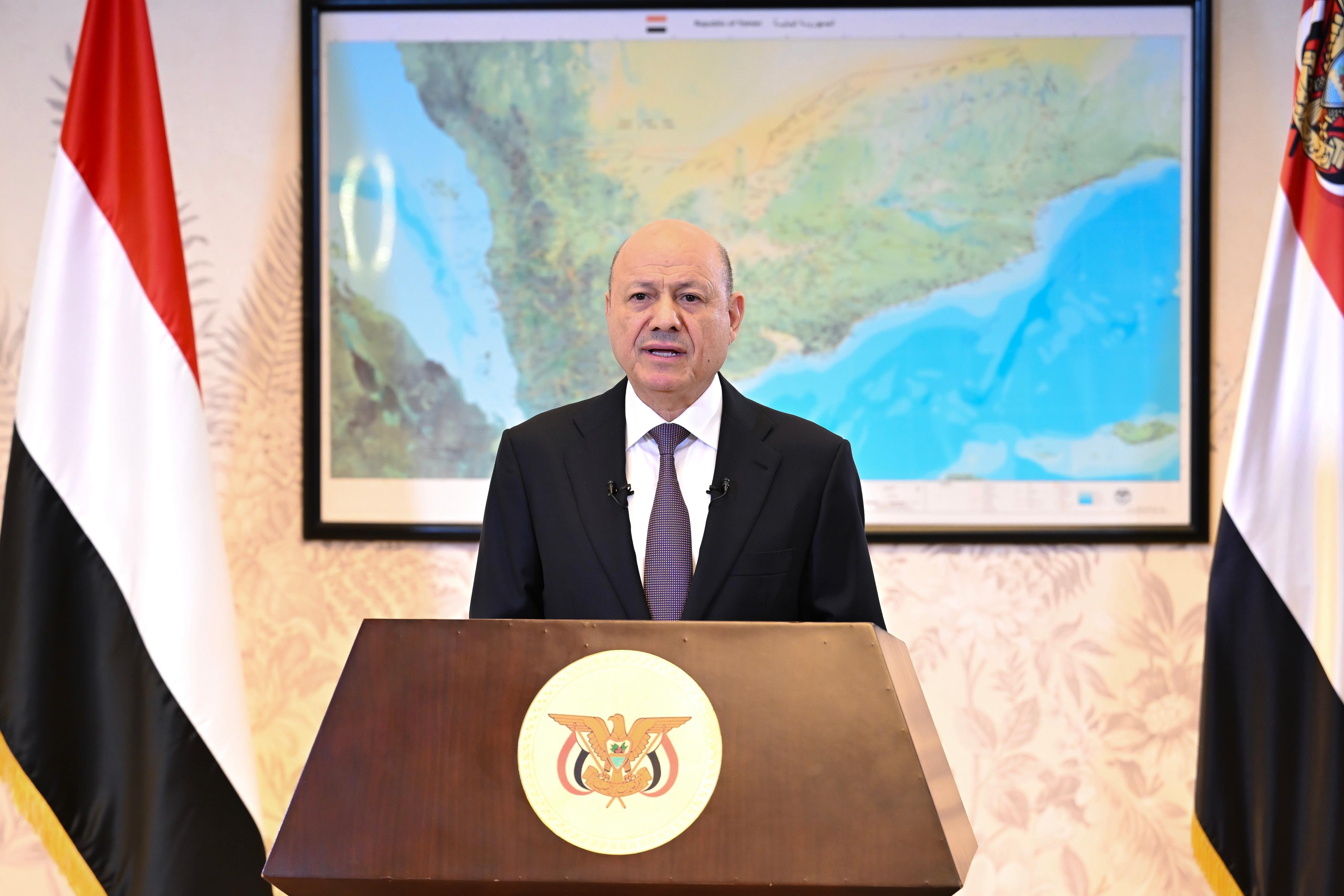 In His Address to Nation: President Al-Alimi Calls for Drawing Inspiration from Values of Unity to Confront Looming Houthi Terror Threat