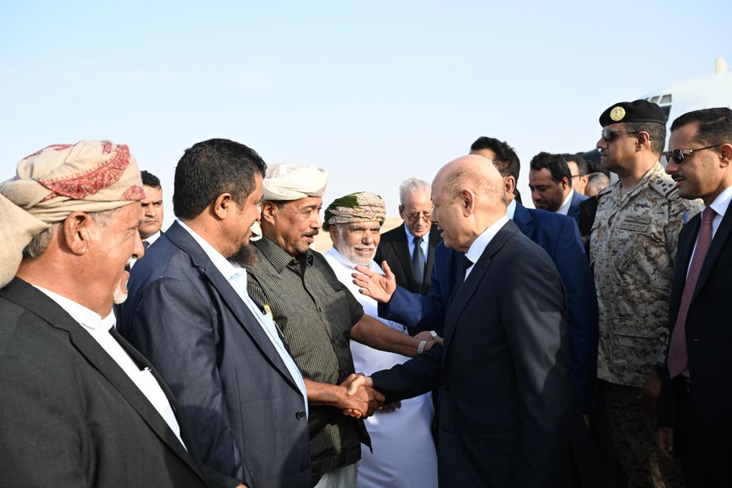 PRESIDENT AL-ALIMI ARRIVES IN AL GHAYDAH DISTRICT ON AN INSPECTION VISIT TO ALMAHRAH GOVERNORATE Wed ، 16 Aug 2023