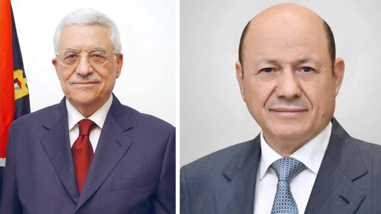 الرئيس العليمي يتلقى برقية تهنئة من رئيس دولة فلسطين بمناسبة العيد الوطني للجمهورية اليمنية ٢٢ مايو